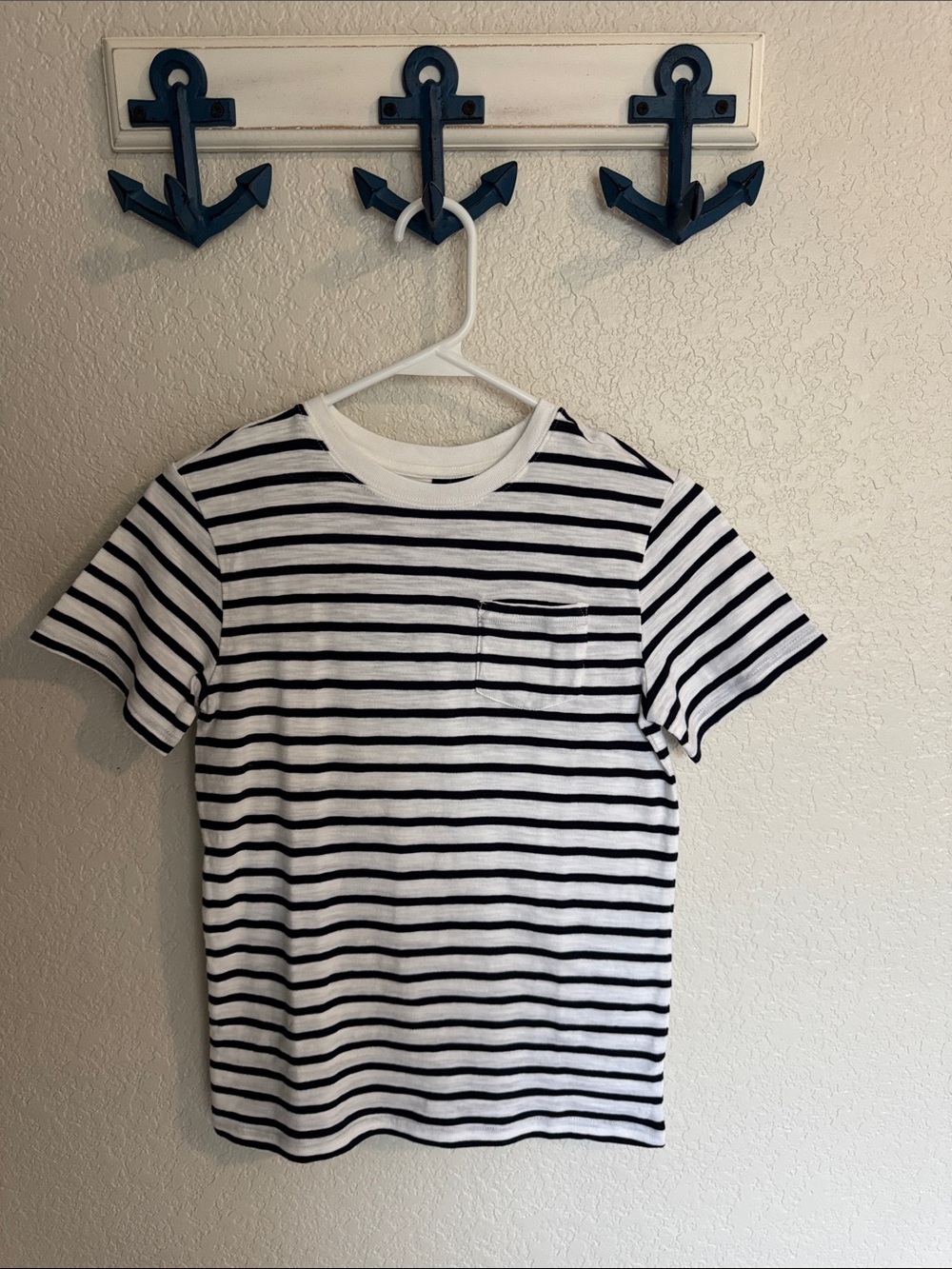 Janie and Jack White and Navy blue Striped Short Sleeve Tee